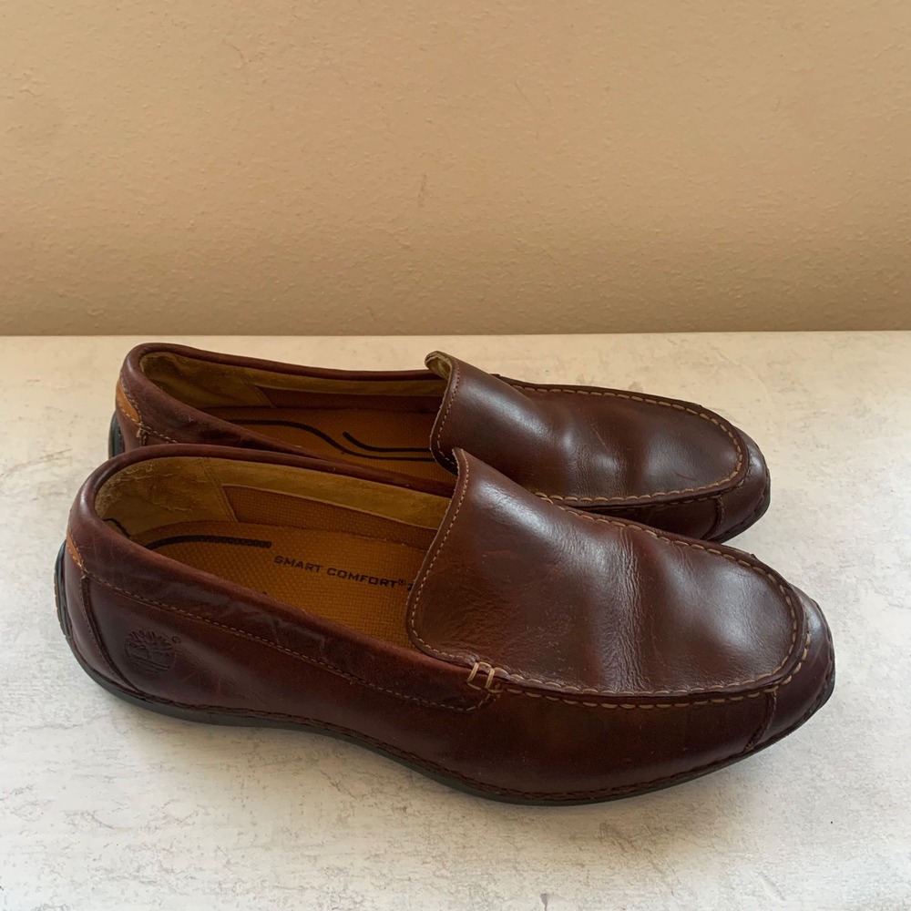Timberland Annapolis 74024 Men's 13M Root Beer Brown Leather Slip On Loafers